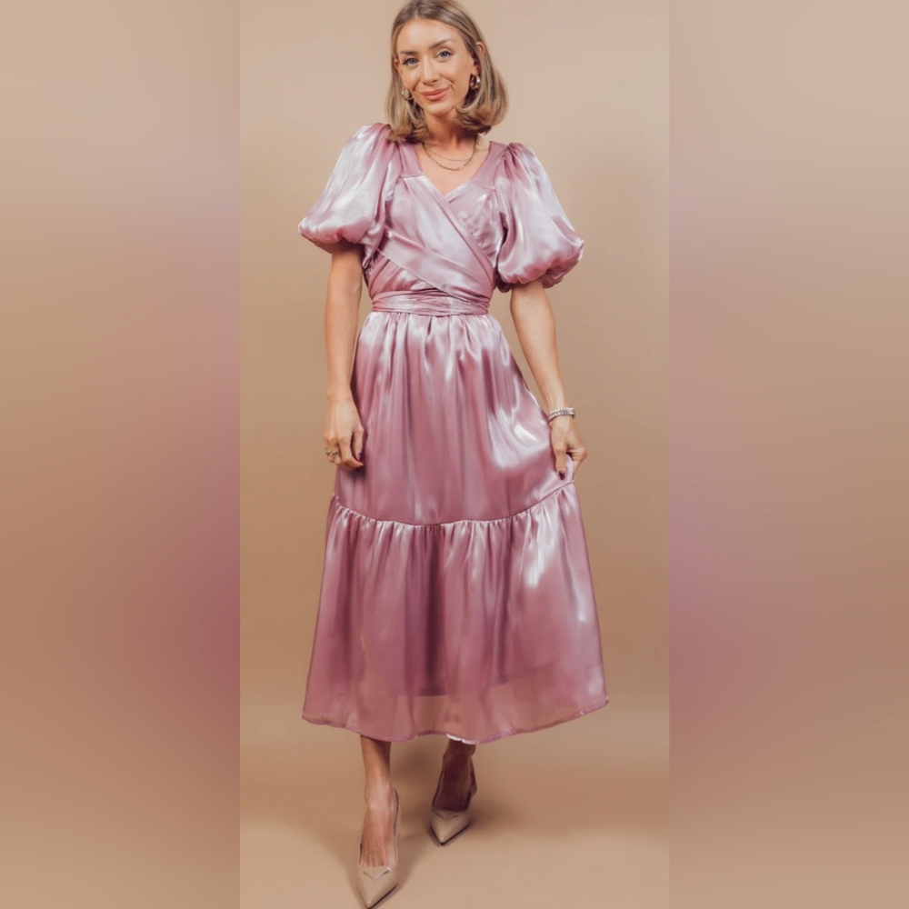 Shimmery mauve midi dress